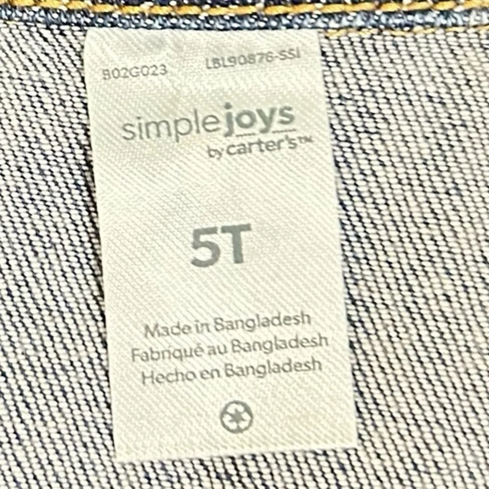 Simple Joys by Carters Blue cotton Denim Jean Jacket shadowing size girls 5t